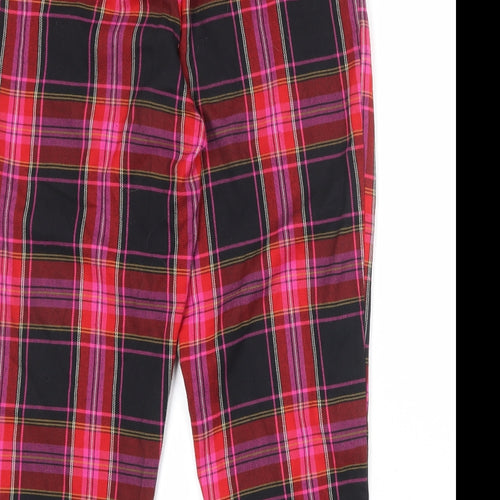 Topshop Womens Multicoloured Plaid Polyester Trousers Size 8 Regular Zip