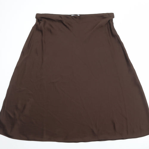 Marks and Spencer Womens Brown Polyester Swing Skirt Size 20