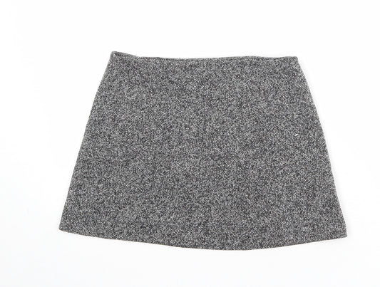 Topshop Womens Grey Cotton A-Line Skirt Size 10 Zip