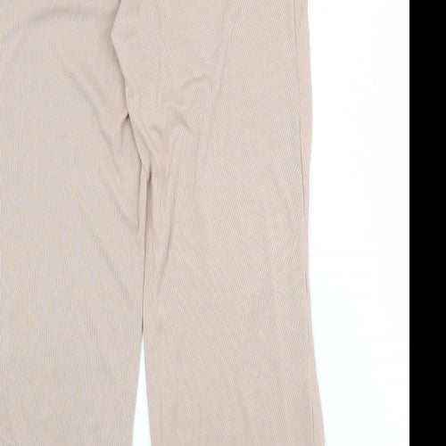 Boohoo Womens Beige Polyester Jogger Trousers Size 14 Regular - Ribbed
