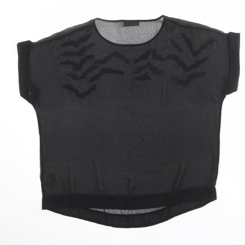 Mint Velvet Womens Black Polyester Basic Blouse Size 14 Round Neck