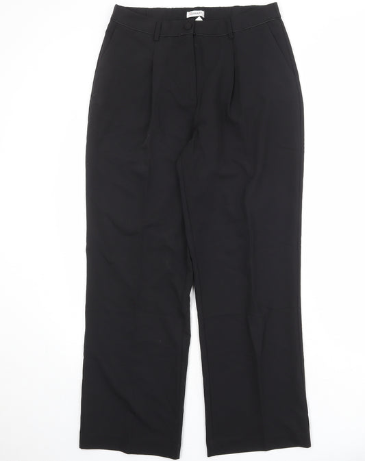 Damart Womens Black Polyester Trousers Size 14 Regular Zip