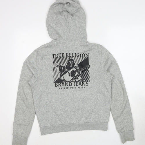 True Religion Womens Grey Cotton Full Zip Hoodie Size S Zip
