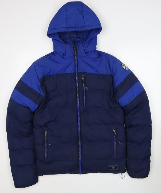 TOG24 Mens Blue Puffer Jacket Jacket Size S Zip