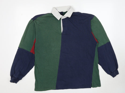George Arthur Dunn Mens Multicoloured Geometric Cotton Polo Size M Collared Pullover