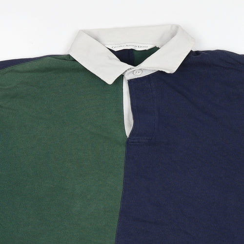 George Arthur Dunn Mens Multicoloured Geometric Cotton Polo Size M Collared Pullover