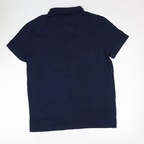 H&M Mens Blue Cotton Polo Size M Collared Pullover