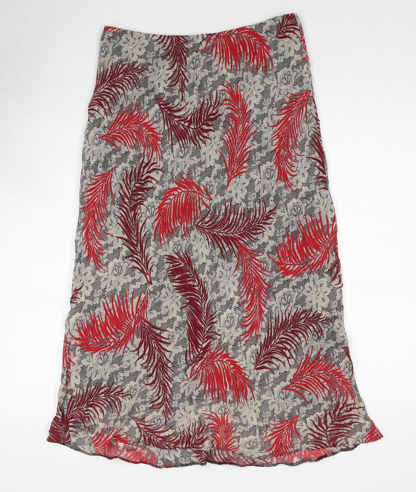 Kaleidoscope Womens Multicoloured Geometric Viscose A-Line Skirt Size 14 - Leaf Pattern