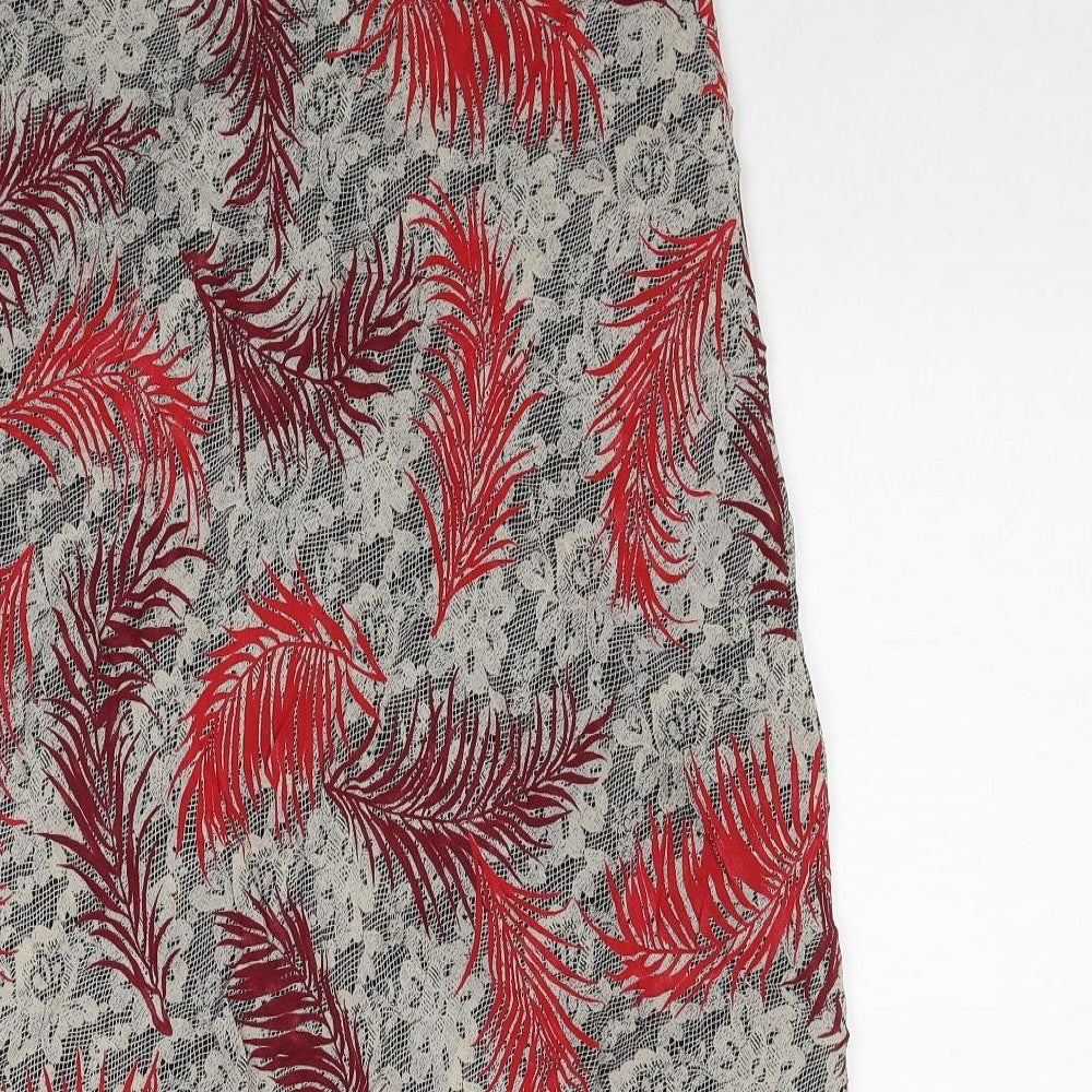 Kaleidoscope Womens Multicoloured Geometric Viscose A-Line Skirt Size 14 - Leaf Pattern