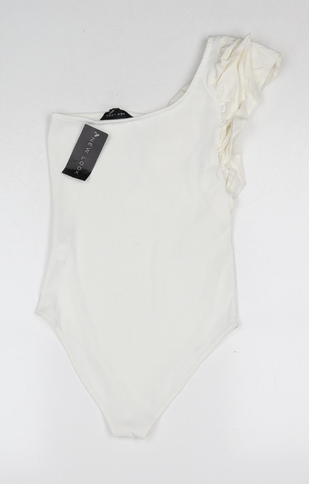 New Look Womens White Polyester Bodysuit One-Piece Size 10 Snap