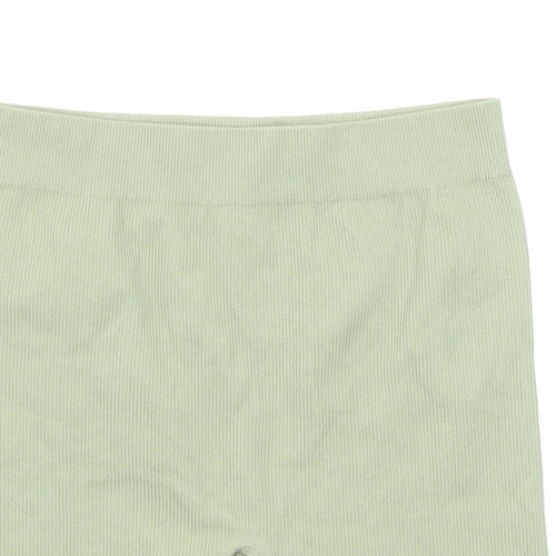 H&M Womens Green Polyamide Basic Shorts Size S Regular Pull On - Ribbed