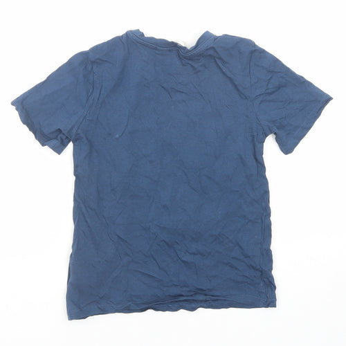 H&M Boys Blue Cotton Basic T-Shirt Size 6 Years Round Neck Pullover - Size 6-8 Years