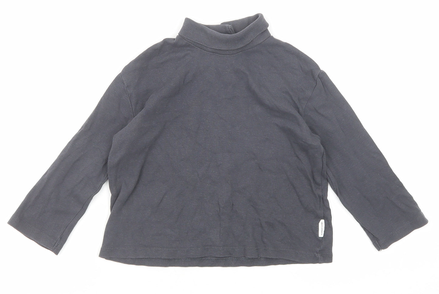 Zara Boys Grey Polyester Basic Polo Size 2-3 Years Collared Snap