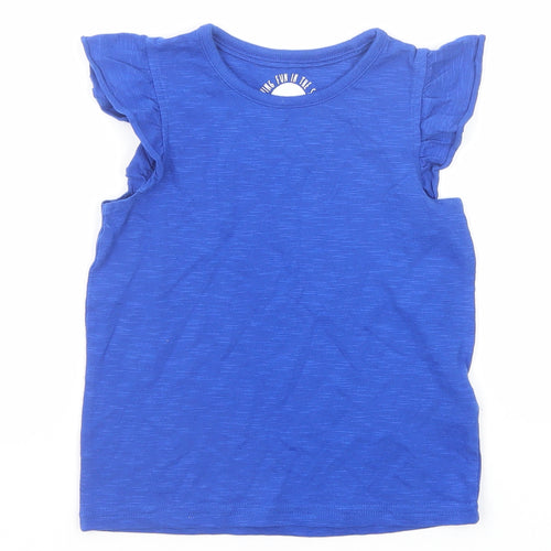 Marks and Spencer Girls Blue Cotton Basic Tank Size 3-4 Years Round Neck Pullover