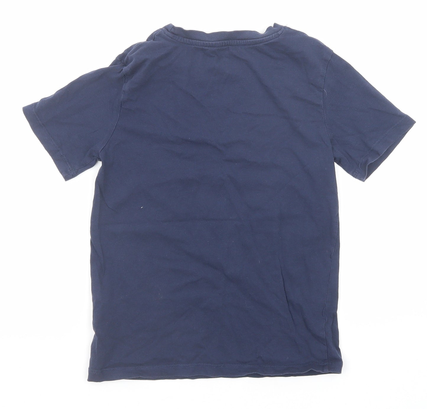 H&M Boys Blue Cotton Basic T-Shirt Size 7-8 Years Round Neck Pullover