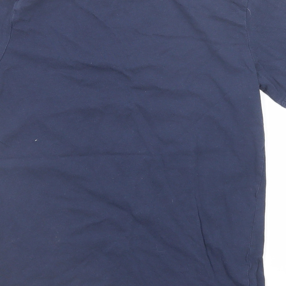 H&M Boys Blue Cotton Basic T-Shirt Size 7-8 Years Round Neck Pullover