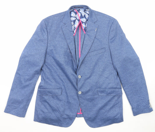 Guide London Womens Blue Geometric Polyester Jacket Blazer Size 20