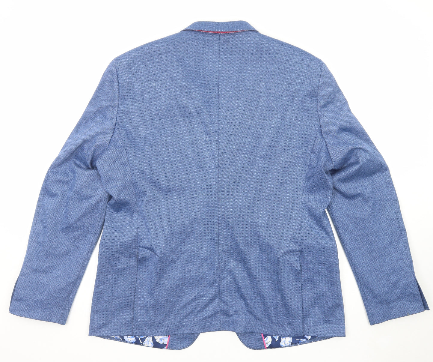Guide London Womens Blue Geometric Polyester Jacket Blazer Size 20