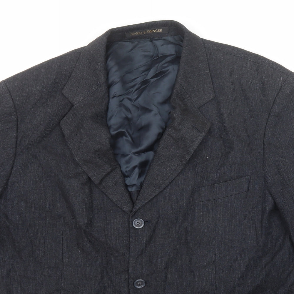 Marks and Spencer Mens Blue Linen Jacket Suit Jacket Size 42 Regular