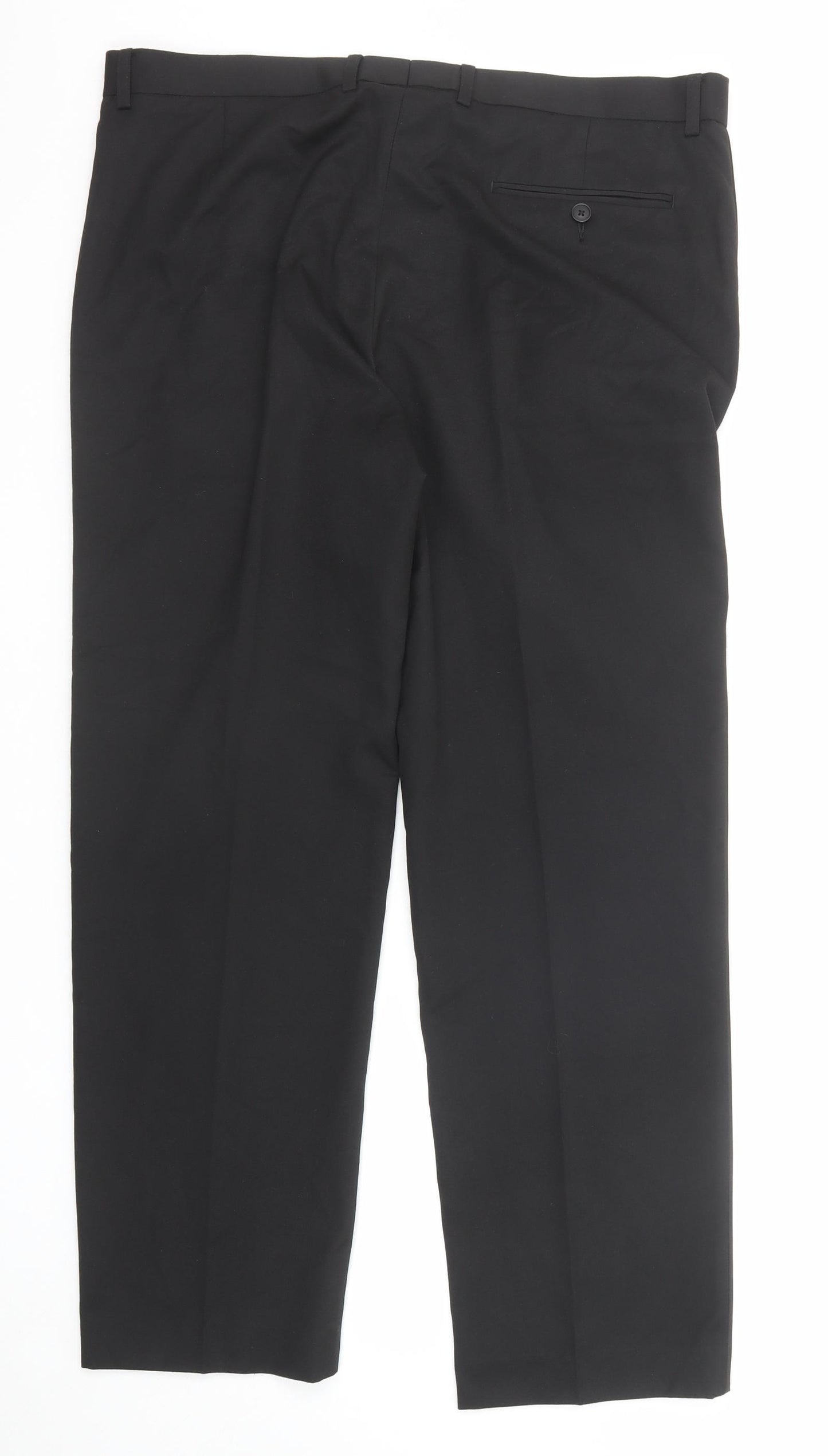 Marks and Spencer Mens Black Polyester Dress Pants Trousers Size 38 in L31 in Regular Zip