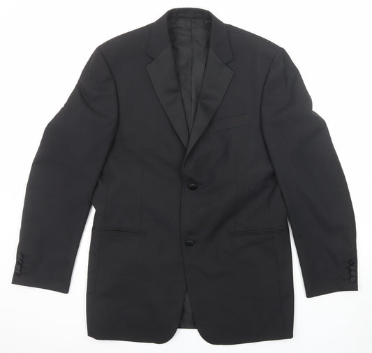 Moss Bros Mens Black Polyester Tuxedo Suit Jacket Size 40 Regular