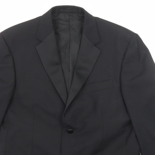 Moss Bros Mens Black Polyester Tuxedo Suit Jacket Size 40 Regular