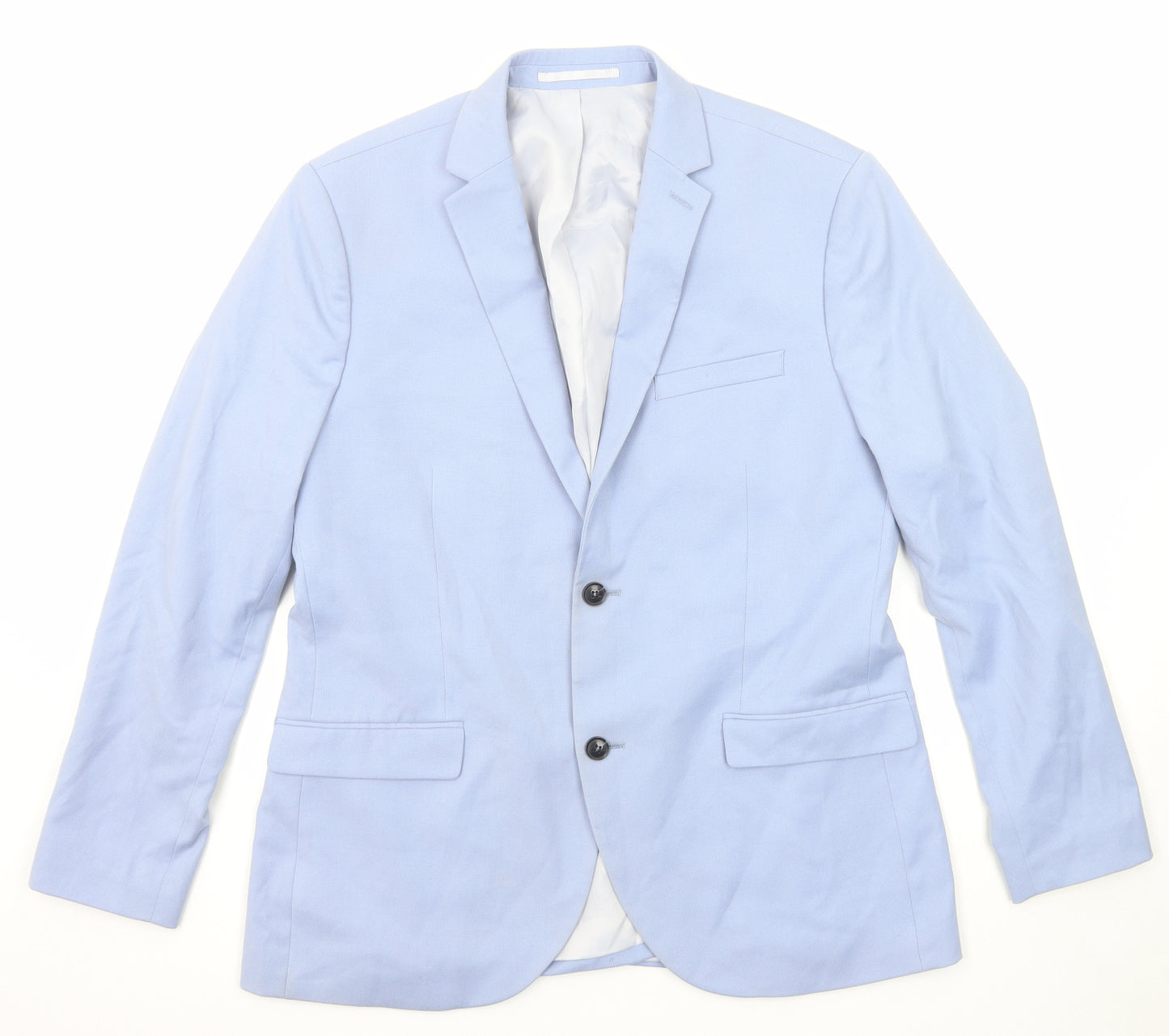 Topman Mens Blue Polyester Jacket Suit Jacket Size 44 Regular
