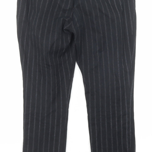 Gap Womens Black Striped Cotton Trousers Size 6 Regular Zip