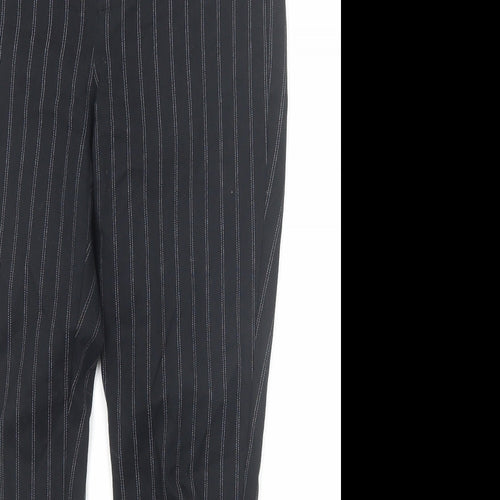 Gap Womens Black Striped Cotton Trousers Size 6 Regular Zip