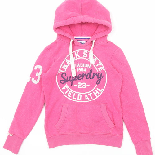 Superdry Womens Pink Cotton Pullover Hoodie Size S Pullover