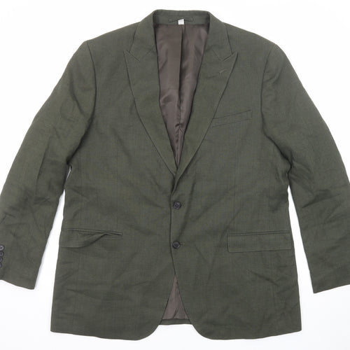 Marks and Spencer Mens Green Linen Jacket Suit Jacket Size 46 Regular
