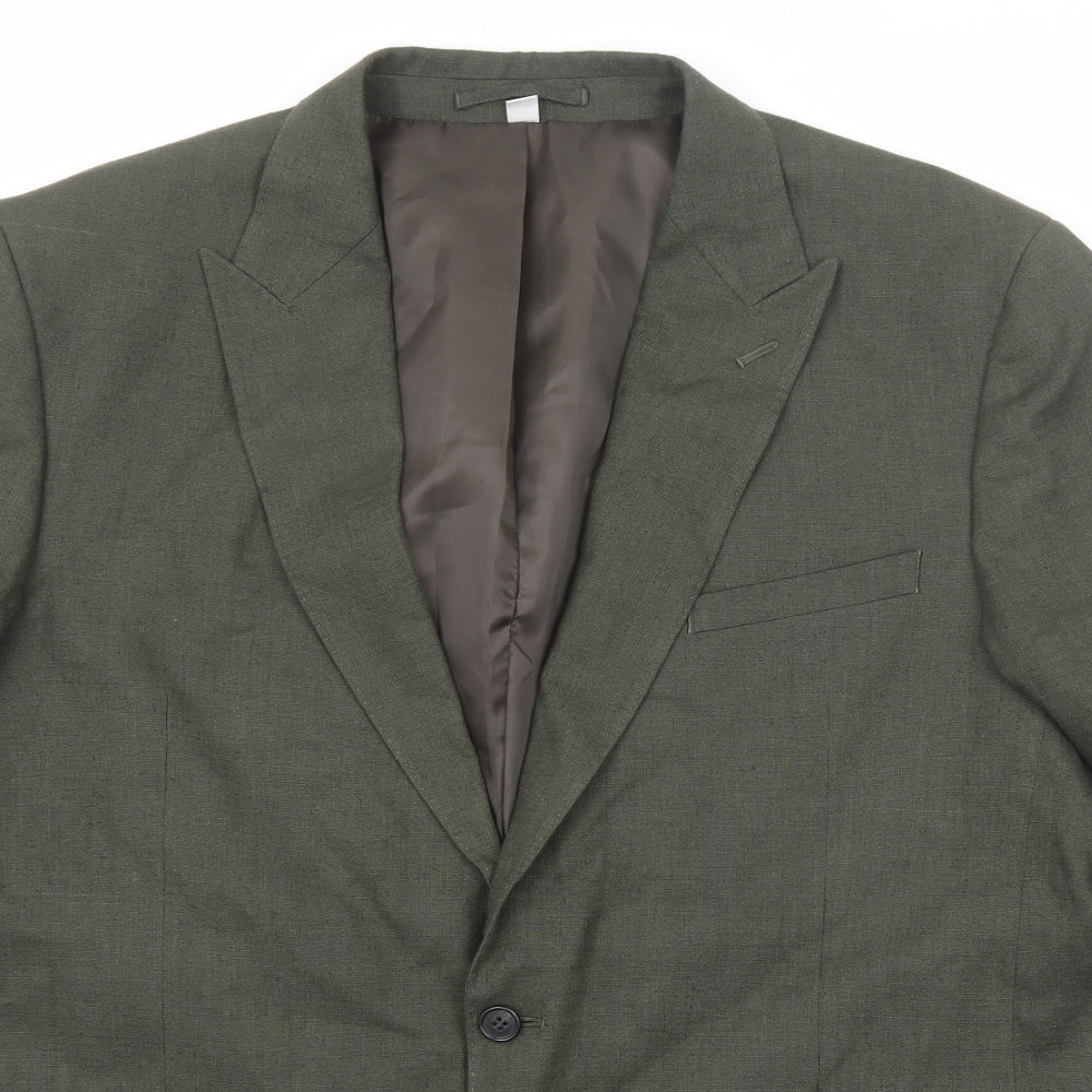 Marks and Spencer Mens Green Linen Jacket Suit Jacket Size 46 Regular