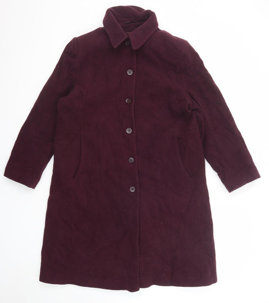 BHS Womens Purple Overcoat Coat Size 16 Button