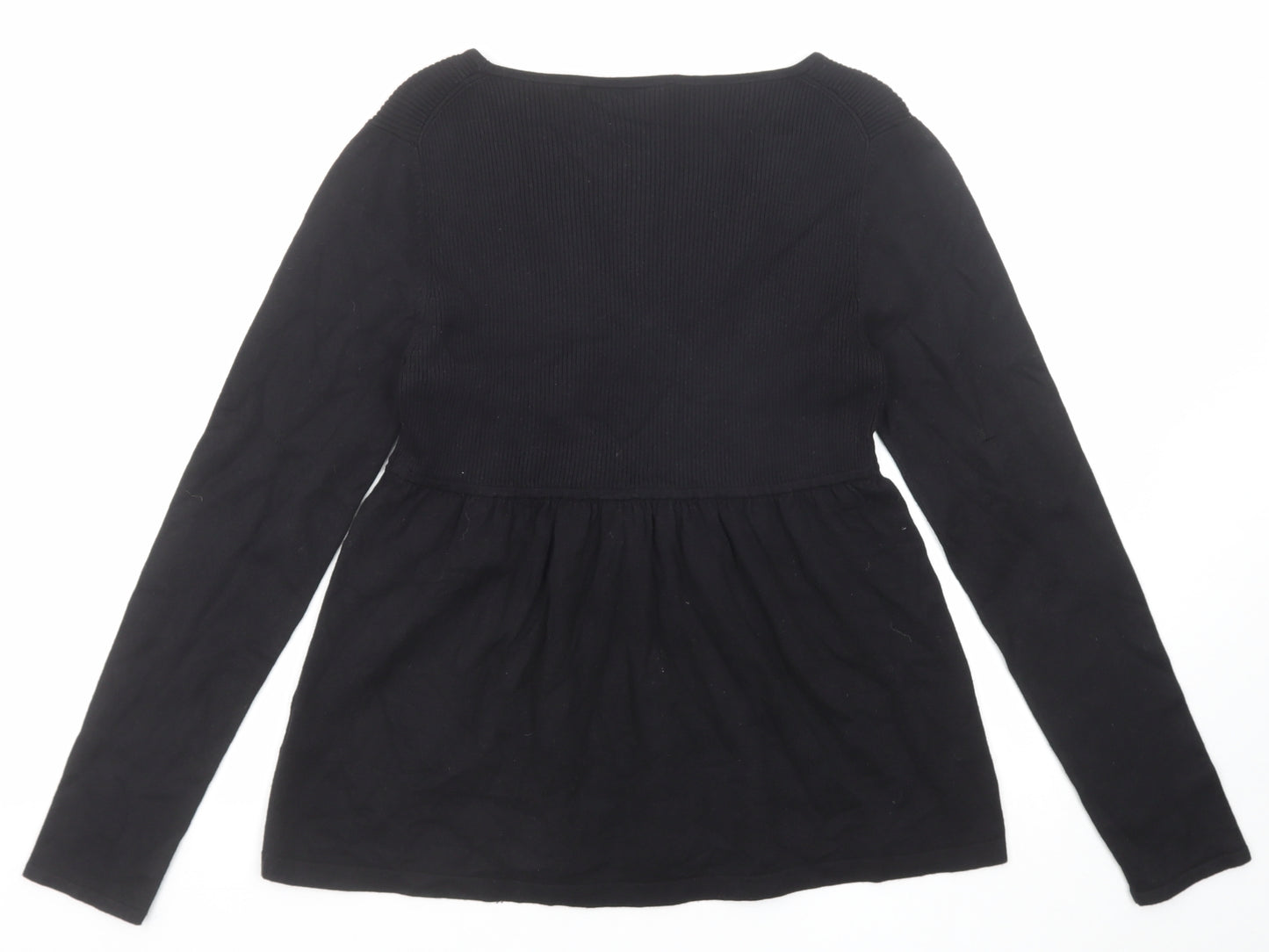 Kiabi Womens Black V-Neck Viscose Pullover Jumper Size 14 - Size 14-16