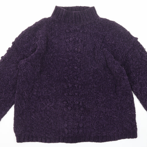 Debenhams Womens Purple Mock Neck Acrylic Pullover Jumper Size L Pullover