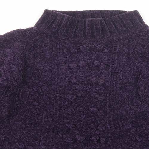 Debenhams Womens Purple Mock Neck Acrylic Pullover Jumper Size L Pullover