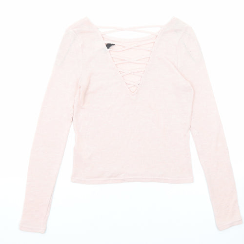 Divided by H&M Womens Pink Boat Neck Polyester Pullover Jumper Size S