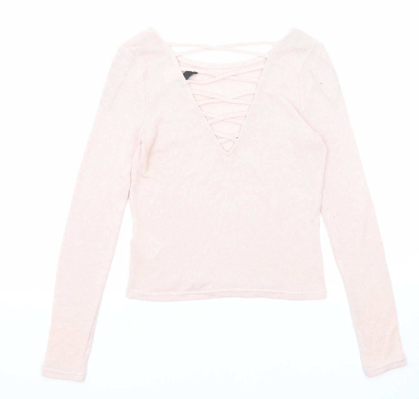 Divided by H&M Womens Pink Boat Neck Polyester Pullover Jumper Size S
