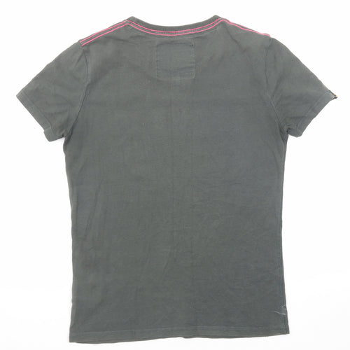 Superdry Mens Grey Cotton T-Shirt Size S Round Neck