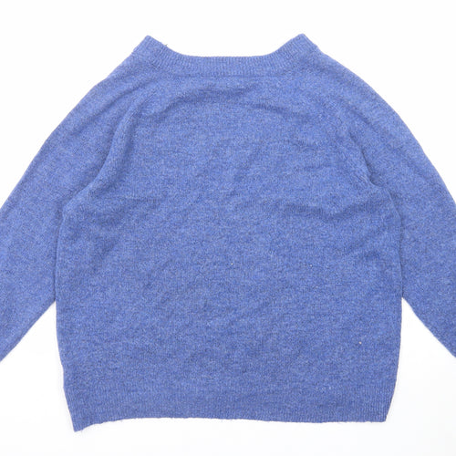 H&M Womens Blue V-Neck Acrylic Pullover Jumper Size M