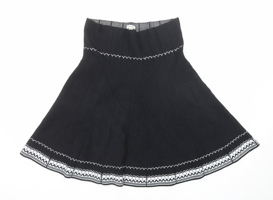 Max Studio Womens Black Geometric Viscose Swing Skirt Size M - Size M-L