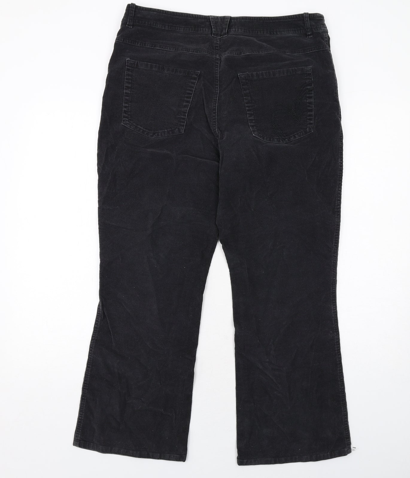 Per Una Womens Black Cotton Trousers Size 16 Regular Zip