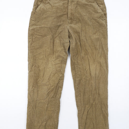 Marks and Spencer Mens Beige Cotton Trousers Size 32 in L29 in Regular Zip