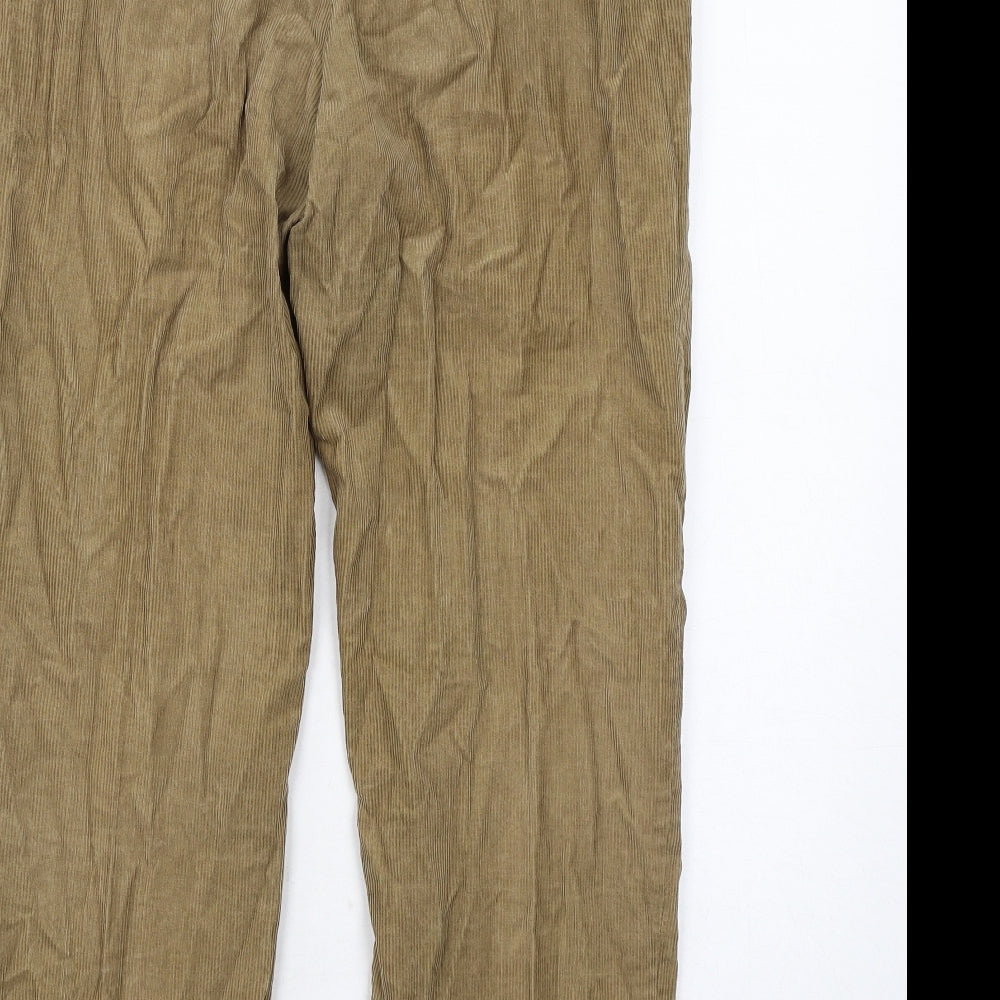 Marks and Spencer Mens Beige Cotton Trousers Size 32 in L29 in Regular Zip