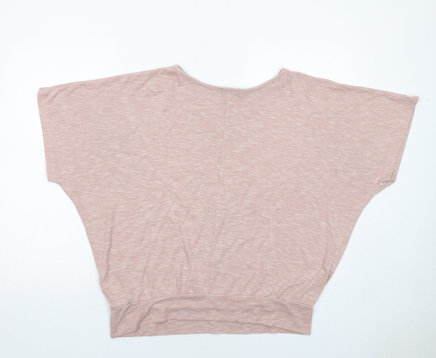 New Look Womens Pink Viscose Basic Blouse Size L Crew Neck