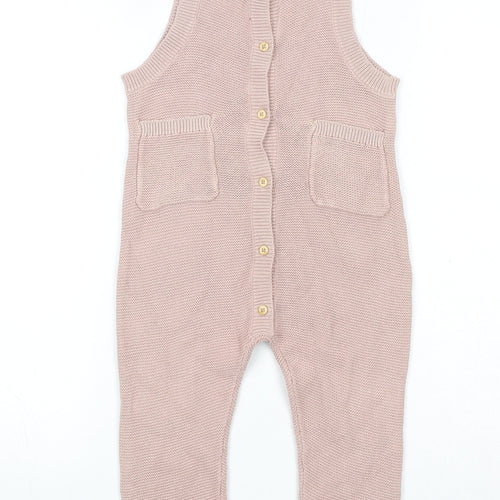 H&M Girls Pink Cotton Jumpsuit One-Piece Size 3 Years Button
