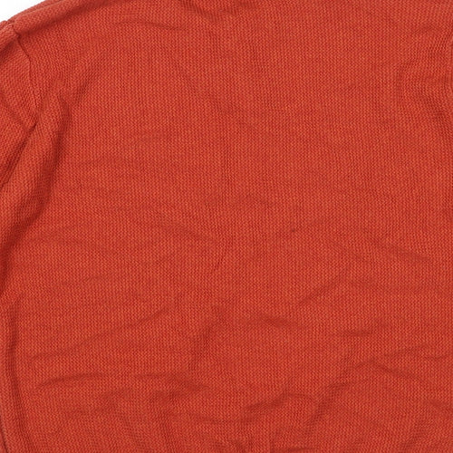 NEXT Mens Orange Collared Cotton Pullover Jumper Size L Long Sleeve