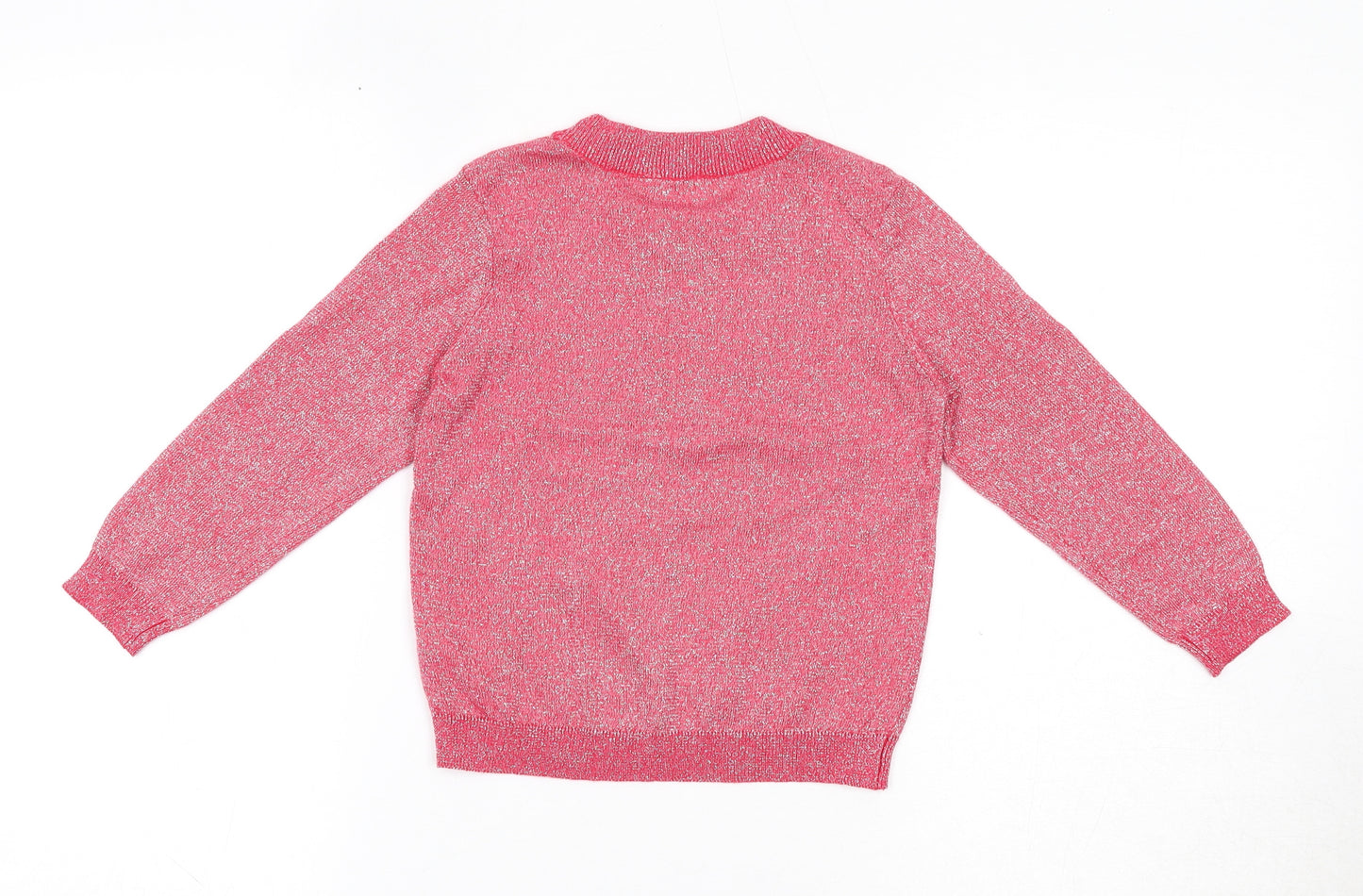 M&Co Girls Pink Crew Neck Cotton Pullover Jumper Size 4-5 Years Pullover