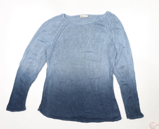 BHS Womens Blue Boat Neck Acrylic Pullover Jumper Size 18 - Ombré