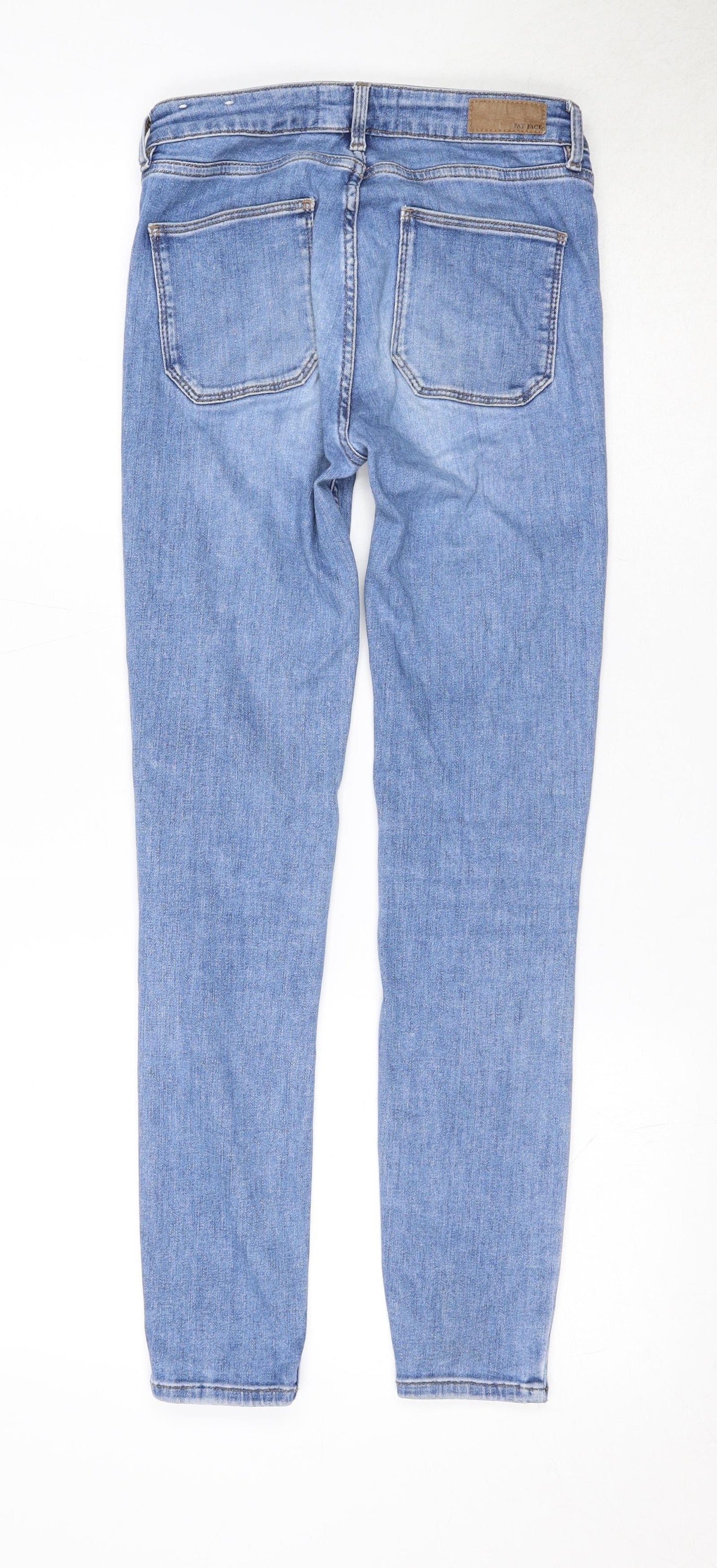 Fat Face Womens Blue Cotton Skinny Jeans Size 8 L27 in Extra-Slim Zip
